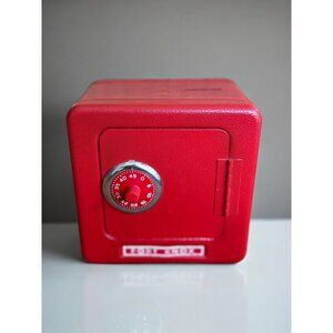 Vintage 1970s Fort Knox Red Metal Combination Lock Toy Safe Bank